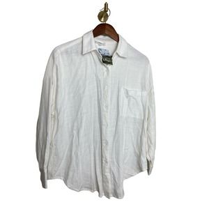 Hersy White Linen Button Down Shirt Women Medium NEW Minimal Beachy Coastal Cool